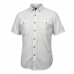 Carhartt Men's White Chambray Short Sleeve Button Down Work Shirt - Size  XL